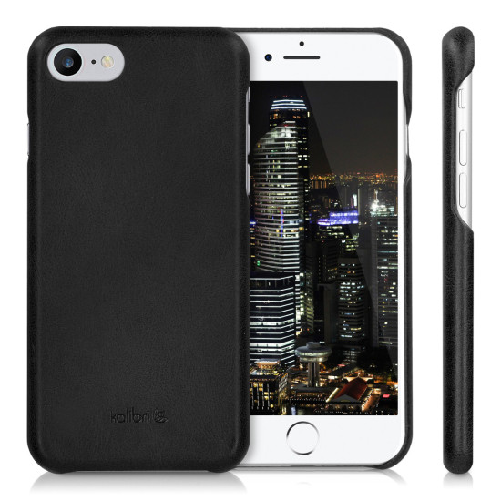 Kalibri Σκληρή Δερμάτινη Θήκη Apple iPhone SE 2022 / 2020 / 8 / 7 - Black (39345.01)