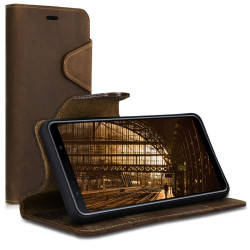 Kalibri Δερμάτινη Suede Θήκη - Πορτοφόλι  Samsung Galaxy A7 (2018) -  Brown (46602.05)
