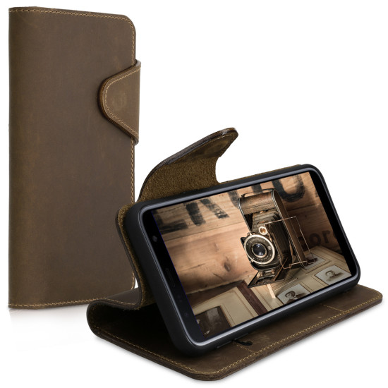 Kalibri Δερμάτινη Suede Θήκη - Πορτοφόλι Samsung Galaxy J4 Plus - Brown (46603.05)