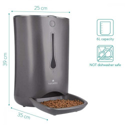 Navaris Automatic Pet Feeder with Timer - Αυτόματη Ταΐστρα Φαγητού με Χρονοδιακόπτη για Κατοικίδιο - 6L - Black (44769.03)
