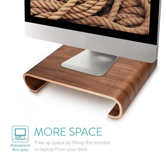 Navaris Universal Wooden Stand - Ξύλινη Βάση για Οθόνη PC / TV / Notebook / Laptop / iMac - Walnut Brown (45835.05)