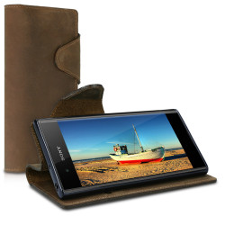 Kalibri Δερμάτινη Suede Θήκη - Πορτοφόλι Sony Xperia XA1 Plus - Brown (46475.03)