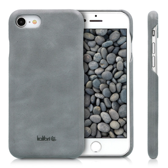 Kalibri Σκληρή Δερμάτινη Θήκη Apple iPhone SE 2022 / 2020 / 8 / 7 - Dark Grey (39345.19)