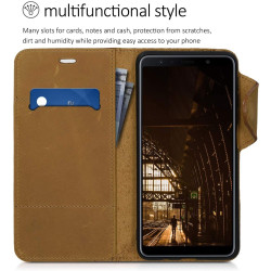 Kalibri Δερμάτινη Suede Θήκη Πορτοφόλι Samsung Galaxy A7 2018 - Light Brown (46602.24)