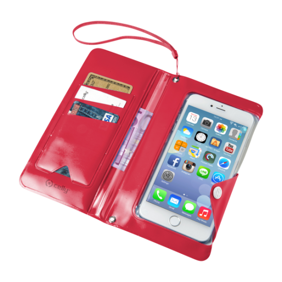 Celly Universal Αδιάβροχη Θήκη Splashproof Wallet για Smartphones έως 5.7'' - IPX4 - Pink (SPLASHWALLETPK)