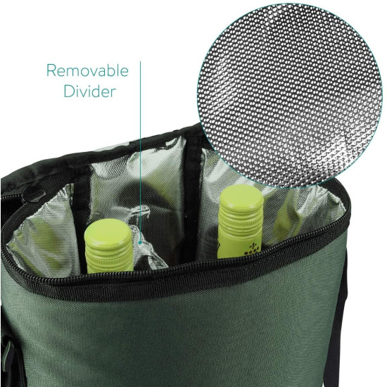 Navaris Wine Cooler Bag - Ισοθερμική Τσάντα Κρασιών με Χειρολαβή - Grey (46163.22)