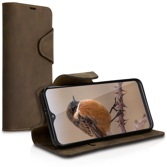Kalibri Δερμάτινη Suede Θήκη Πορτοφόλι Samsung Galaxy A20e - Brown (48750.05)