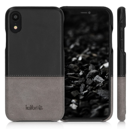 Kalibri Σκληρή Δερμάτινη Θήκη iPhone XR - Black / Grey (48878.01)