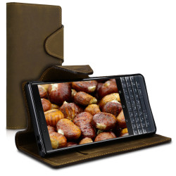 Kalibri Δερμάτινη Suede Θήκη - Πορτοφόλι Blackberry Key2 LE - Brown (47726.02)
