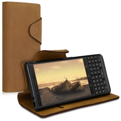 Kalibri Δερμάτινη Suede Θήκη - Πορτοφόλι Blackberry Key2 LE - Light Brown (47113.24)