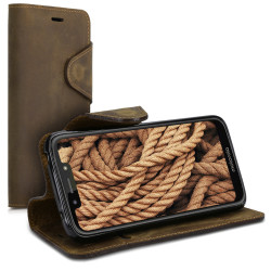 Kalibri Δερμάτινη Suede Θήκη - Πορτοφόλι Motorola Moto G7 Play - Brown ( 49297.05 )
