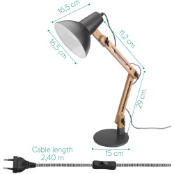 Navaris Wooden Desk Lamp - Επιτραπέζιο Φωτιστικό από Ξύλο - Brown / Grey (49125.22)