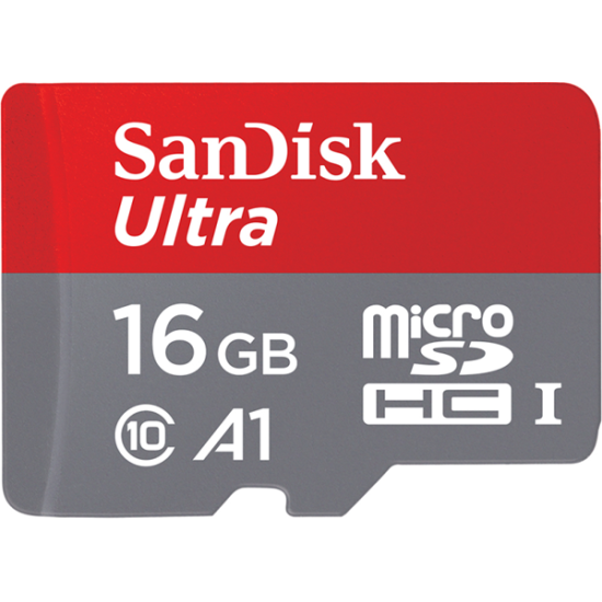 SanDisk Κάρτα Μνήμης Ultra microSDHC 16GB Class 10 98MB/s UHS-I Με Αντάπτορα - Grey / Red (SDSQUAR-016G-GN6MA)