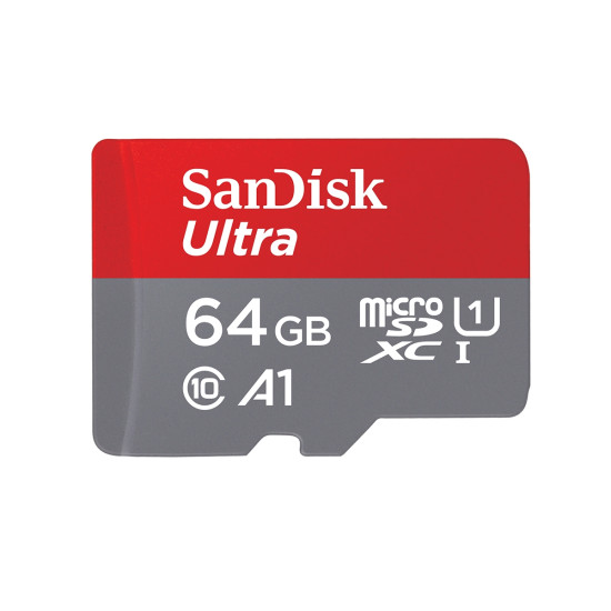 SanDisk Κάρτα Μνήμης Ultra microSDHC 64GB Class 10 100MB/s UHS-I Με Αντάπτορα - Grey / Red (SDSQUAR-064G-GN6MA)