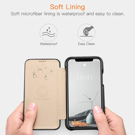 iCarer Vintage Series Side-Open Δερμάτινη Θήκη iPhone 11 - Black (RIX1108-BK)