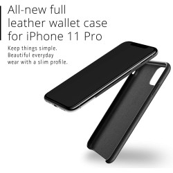 MUJJO Full Leather Wallet Case - Δερμάτινη Θήκη-Πορτοφόλι iPhone 11 Pro - Black (MUJJO-CL-002-BK)