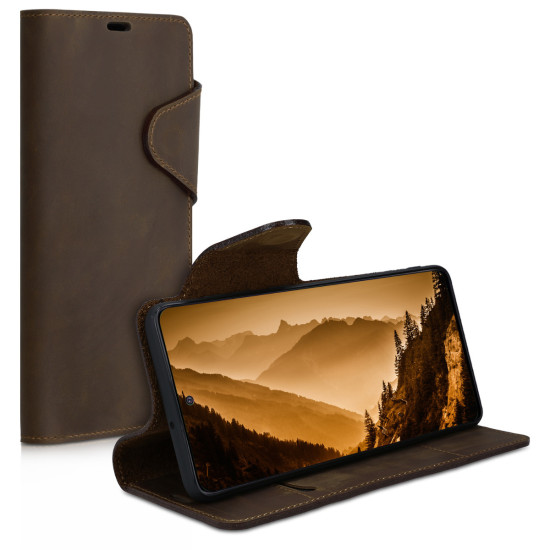 Kalibri Δερμάτινη Suede Θήκη - Πορτοφόλι Samsung Galaxy A51 - Brown (51290.05)