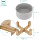 Navaris Ceramic Elevated Cat Bowls - Σετ με 2 Μπολ Φαγητού και Νερού με Βάση από Μπαμπού για Κατοικίδια - 550 ml - Grey / Brown (48350.1.22)