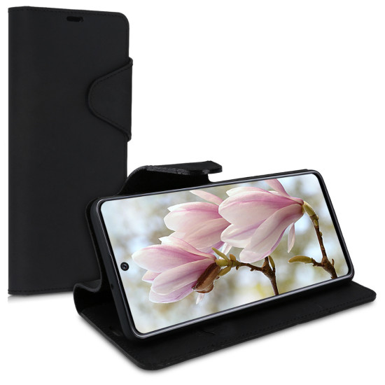 Kalibri Δερμάτινη Suede Θήκη - Πορτοφόλι Samsung Galaxy A71 - Black (51291.01)