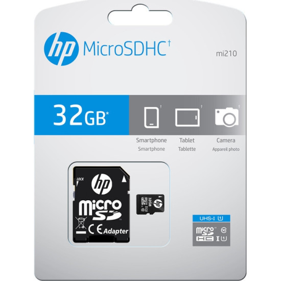 HP Κάρτα Μνήμης MicroSD 32GB Class 10 U1 με Αντάπτορα SDHC / SDXC - 2 Έτη Εγγύηση (SDU32GBHC10HP-EF)