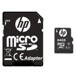 HP Κάρτα Μνήμης MicroSD 64GB Class 10 U1 με Αντάπτορα SDHC / SDXC - 2 Έτη Εγγύηση (SDU64GBXC10HP-EF)