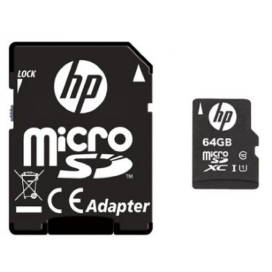 HP Κάρτα Μνήμης MicroSD 64GB Class 10 U1 με Αντάπτορα SDHC / SDXC - 2 Έτη Εγγύηση (SDU64GBXC10HP-EF)