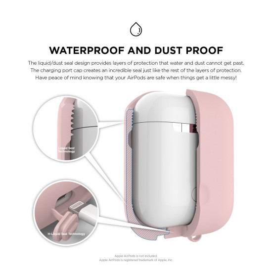 Elago AirPods Waterproof Case - Αδιάβροχη Θήκη για AirPods 2nd Gen / 1st Gen - Lovely Pink (EAPWF-BA-LPK)