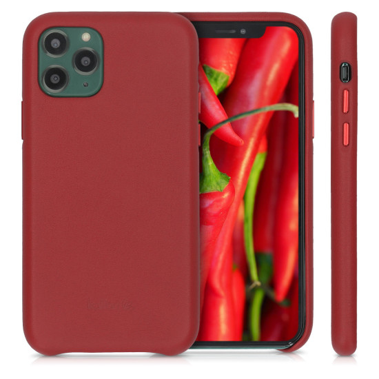 kalibri Σκληρή Δερμάτινη Θήκη Apple iPhone 11 Pro - Smooth Genuine Leather Hard Case - Red (49736.09)