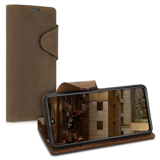Kalibri Δερμάτινη Suede Θήκη Samsung Galaxy A41 - Brown (52552.05)