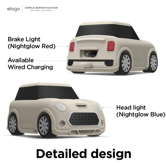 Elago AirPods Mini Car Case - Θήκη Σιλικόνης για AirPods 2nd Gen / 1st Gen - Creamy White (EAP-MINICAR-CWH)