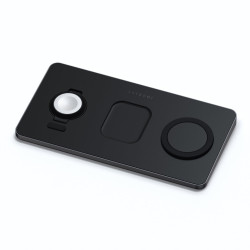 Satechi Trio Wireless Charger With Magnetic Pad - Ασύρματη Βάση Φόρτισης Qi / MagSafe για Smartphone / Airpods / Apple Watch - Space Grey (ST-X3TWCPM)