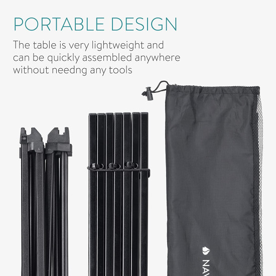 Navaris Portable Folding Camping Table - Φορητό Τραπέζι Αλουμινίου - Black (45382.01)
