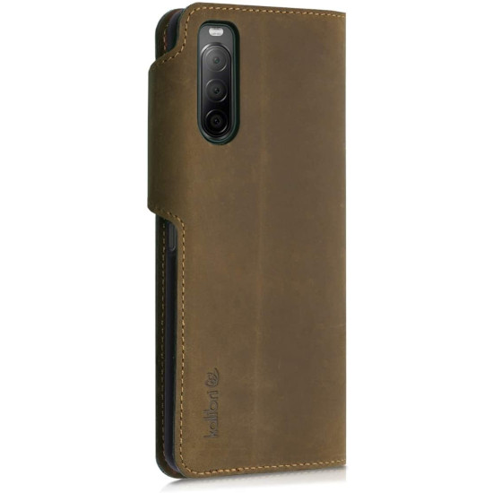 Kalibri Δερμάτινη Suede Θήκη Πορτοφόλι Sony Xperia 10 II - Brown (51984.05)