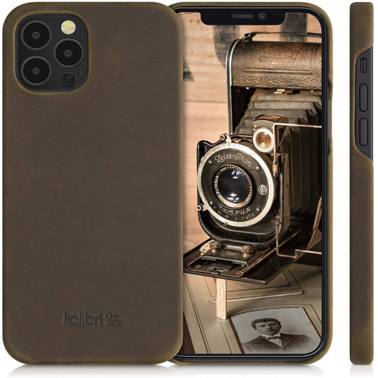 Kalibri Σκληρή Δερμάτινη Θήκη Apple iPhone 12 / 12 Pro - Smooth Genuine Leather Hard Case - Brown (52750.05)