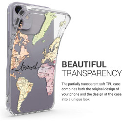 KWmobile Θήκη Σιλικόνης Apple iPhone 12 mini - Travel / Black / Multicolor / Transparent (53038.02)