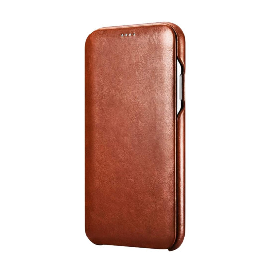 iCarer Vintage Series Curved Edge Folio - Δερμάτινη Θήκη iPhone XS Max - Brown (RI902-BN)