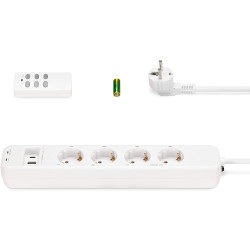 Navaris Remote Control Power Strip - Πολύπριζο με 4 Υποδοχές με Τηλεχειριστήριο και 2 x USB-A / 1x Type-C - White (53169.02)