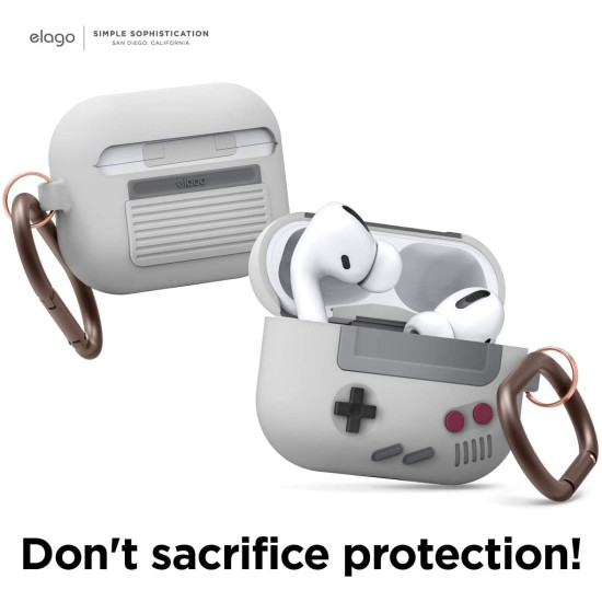 Elago AirPods Pro Retro AW5 Hang Case - Ρετρό Θήκη Σιλικόνης για AirPods Pro 1st Gen - Light Gray (EAPPAW5-LGY)