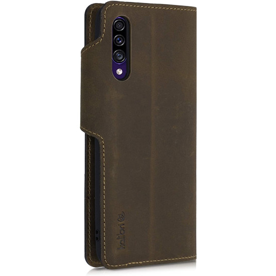 Kalibri Δερμάτινη Suede Θήκη Πορτοφόλι Samsung Galaxy A30s - Brown (53281.05)