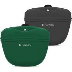 Navaris Θήκη Τροφής Εκπαίδευσης Σκύλων με Clip Ζώνης - Soft Treat Pouch for Dog Walks - 2 Τεμάχια - Green / Grey (51332.04)