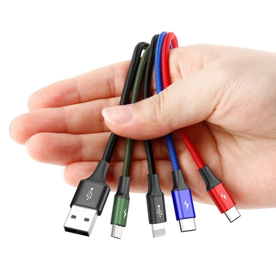 Baseus Rapid Series 4 in 1 Καλώδιο Φόρτισης USB σε Lightning, Micro-usb & Type-c x 2 - 1.2m - 3.5A - Πολύχρωμο (CA1T4-B01)