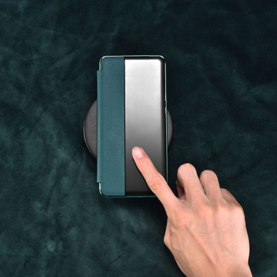 iCarer Grained Series Δερμάτινη Smart Flip Θήκη Huawei P40 - Black (XHP40003-BK)