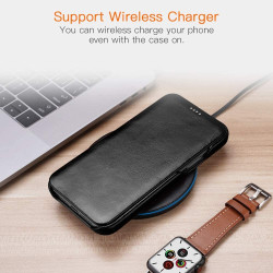 iCarer Vintage Series Curved Edge - Δερμάτινη Θήκη Apple iPhone 12 Pro Max - Black (RIX1202-BK)