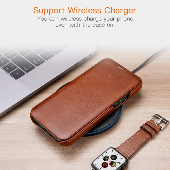 iCarer Vintage Series Curved Edge - Δερμάτινη Θήκη Apple iPhone 12 Pro Max - Brown (RIX1202-BN)
