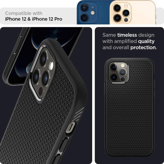 Spigen Θήκη Liquid Air Apple iPhone 12 / 12 Pro - Matte Black (ACS01701)