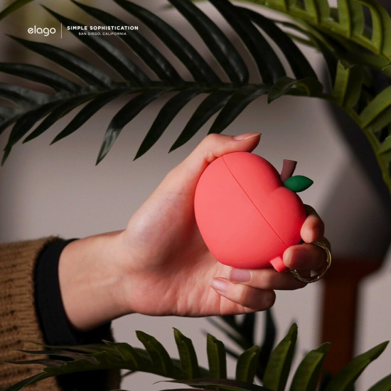 Elago AirPods Peach Hang Case - Θήκη Σιλικόνης για AirPods Pro 1st Gen - Red (EAPP-PEACH-RD)