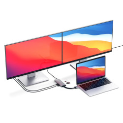Satechi Αντάπτορας Type-C Dual Multimedia για Macbook - Με 2x USB-A / 1x Type-C / 1x Ethernet / 2x HDMI / 1x SD & Micro SD - Silver (ST-TCDMMAS)