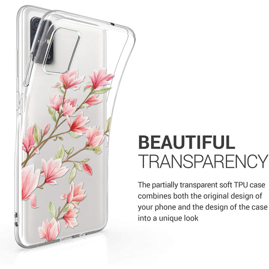 KWmobile Θήκη Σιλικόνης Samsung Galaxy M51 -  Magnolias / Light Pink / White / Transparent (53351.04)