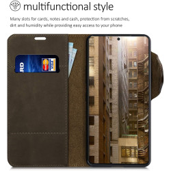 Kalibri Δερμάτινη Suede Θήκη Πορτοφόλι Samsung Galaxy S21 Plus 5G - Brown (54072.05)