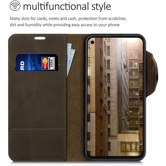 Kalibri Δερμάτινη Suede Θήκη Πορτοφόλι Google Pixel 4a - Brown (54149.05)
